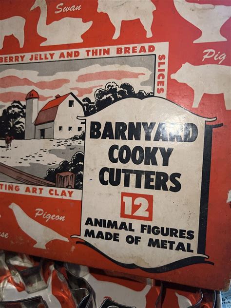 Vintage Barnyard Cooky Cookie Cutters In Original Box 12 